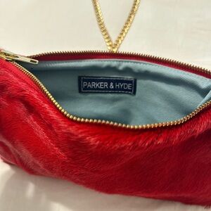 Parker & Hyde Red Crossbody Bag with Gold Accents